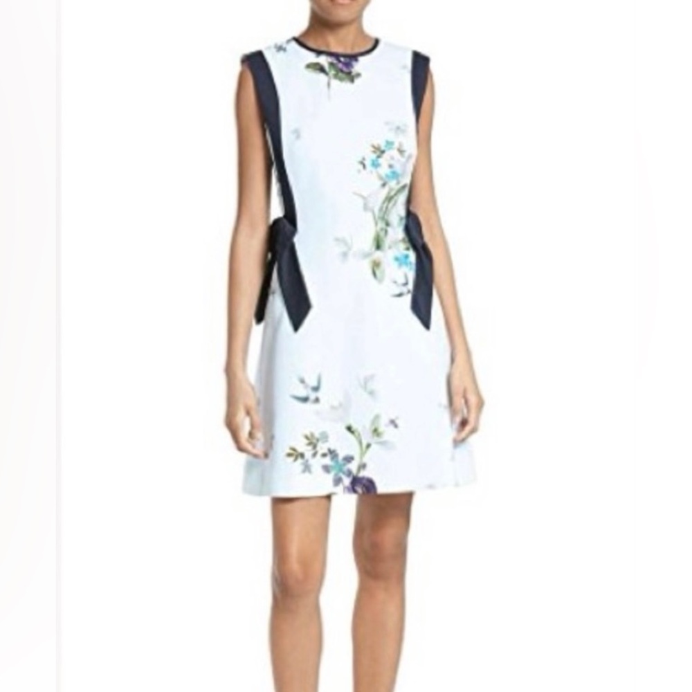 Ted Baker London Dress Sipnela Spring Meadow Light Blue Floral Dress Bow